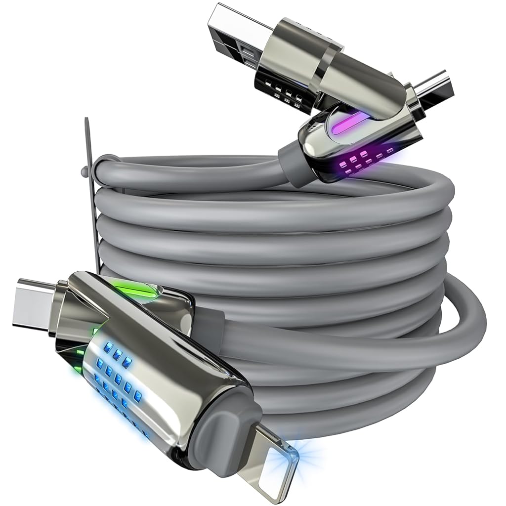 ZORBES® 3.94ft TYPE C To TYPE C Cable for iPhone 15 4 in 1 240W PD Fast Charging Cable with RGB Indicator USB to USB C Cable Light-ning to TYPE C Cable Multi Port Data Cable for Phone, Tablet, PC ZORBES® 3.94ft TYPE C To TYPE C Cable for iPhone 15 4 in 1 240W PD Fast Charging Cable with RGB Indicator USB to USB C Cable Light-ning to TYPE C Cable Multi Port Data Cable for Phone, Tablet, PC